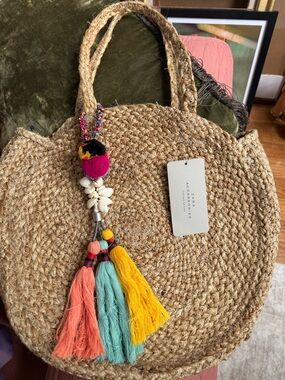 NWT Zara Straw Bag with Charms